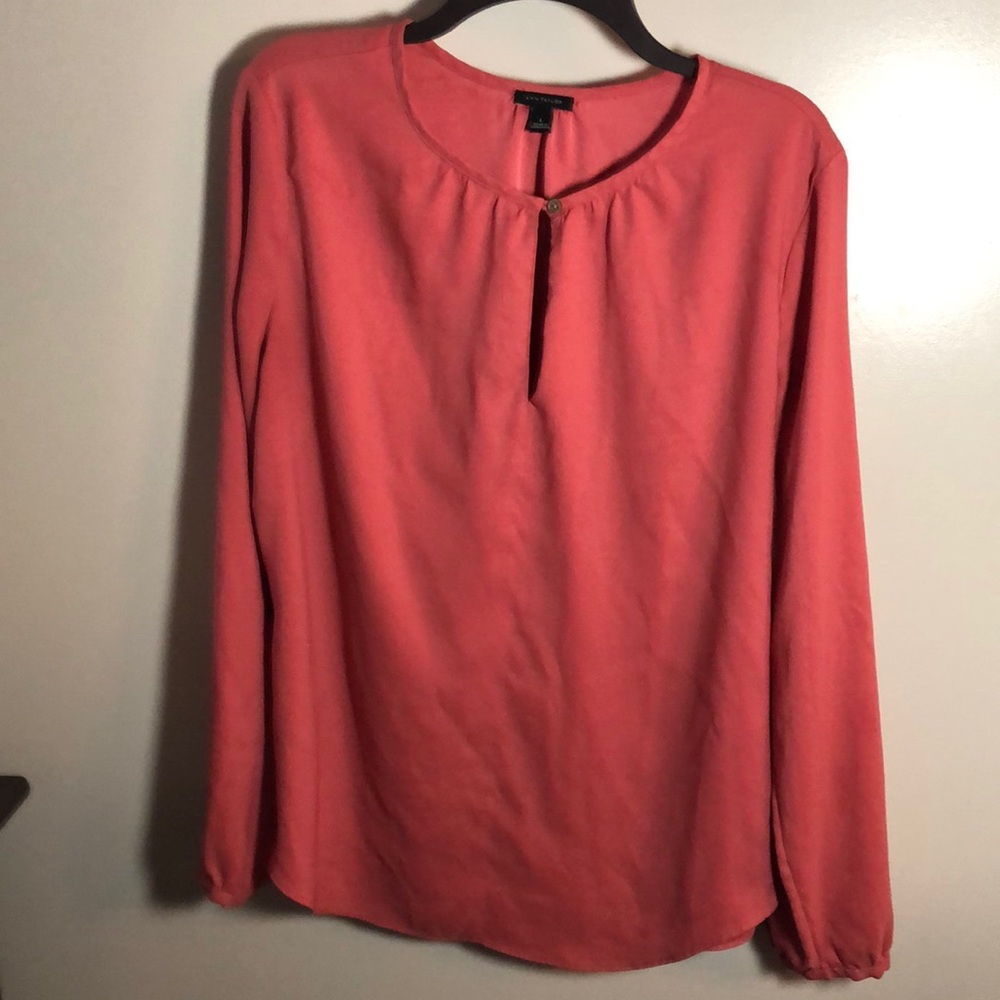 Crepe Keyhole Blouse in Coral
